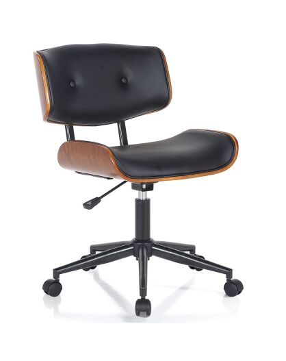 Chaise de bureau visby-b noyer/noir - 50x54x78/ 88 cm